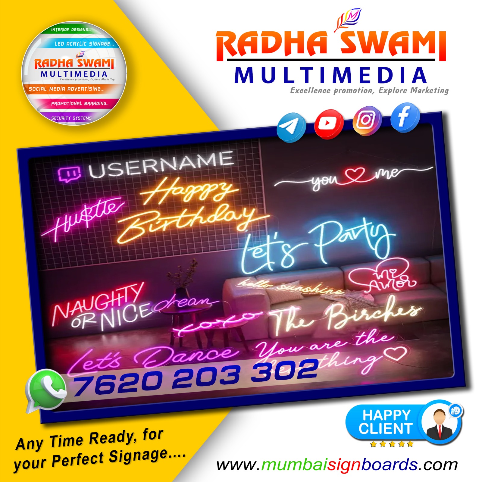 CUSTOMISED LED NEON LETTER SIGN BOARDS